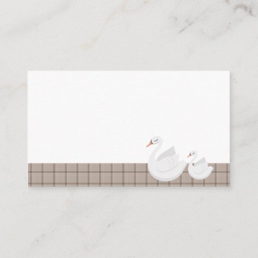Modern Swan Gingham Luier Raffle Baby shower Informatiekaartje (Achterkant)