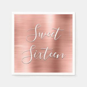 Modern Sweet 16 Birthday Roos Gold Blush Pink Servet