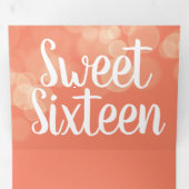 Modern Sweet 16 Bokeh Licht Foto Drieluik Uitnodiging (Binnenzijde eerst)