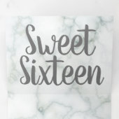 Modern Sweet 16 Marmer en Grijs Drieluik Uitnodiging (Binnenzijde eerst)