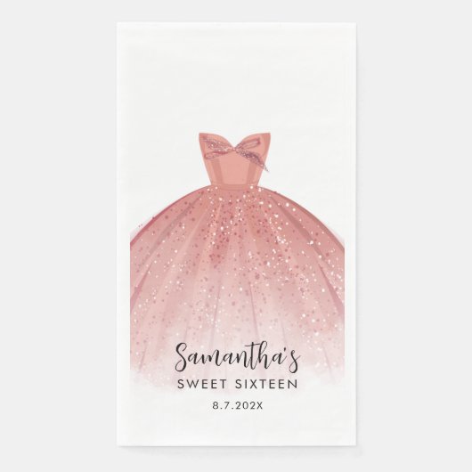 Modern Sweet 16 Script Dress 16e verjaardag Custom Servet (Voorkant)