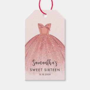 Modern Sweet 16 Script Dress Verjaardag Custom Cadeaulabel