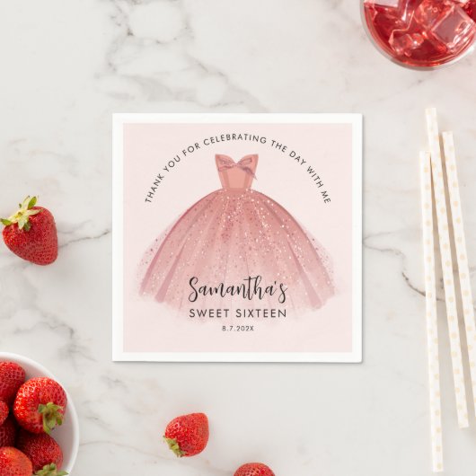 Modern Sweet 16 Script Dress Verjaardag Custom Pap Servet (Insitu)
