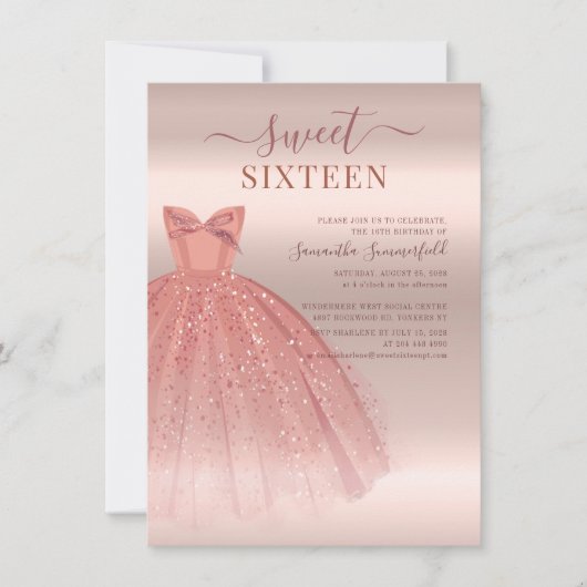 Modern Sweet 16 Script Verjaardag Kaart (Voorkant)