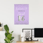 Modern Sweet 16 Welcome Sign Lavender Poster (Thuiskantoor)