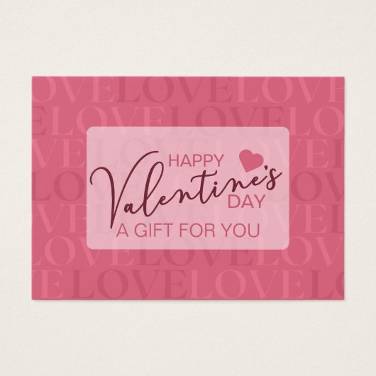 Modern Sweet Pink Love Valentijnsdag Gift Kaart (Voorkant)