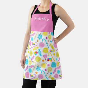 Modern Sweet Snoep Pattern Cute Custom Name Apron Schort