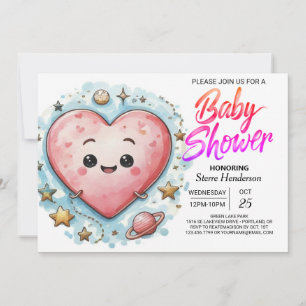 Modern Sweetheart Pink Hearts Baby shower Kaart