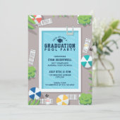 Modern Swimming Pool Graduation Party  Kaart (Staand voorkant)