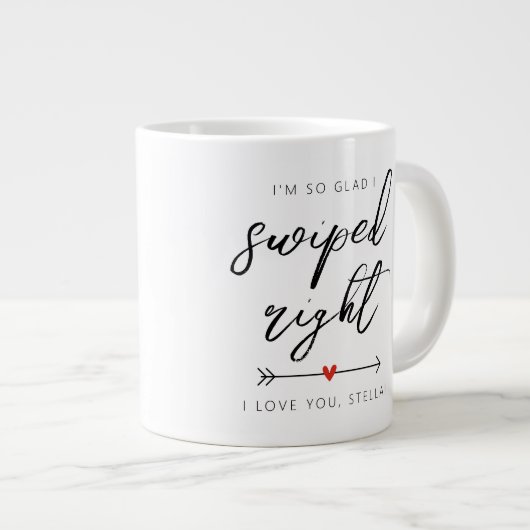 Modern Swiped Right Personalized Extra Grote Beker (Voorkant rechts)