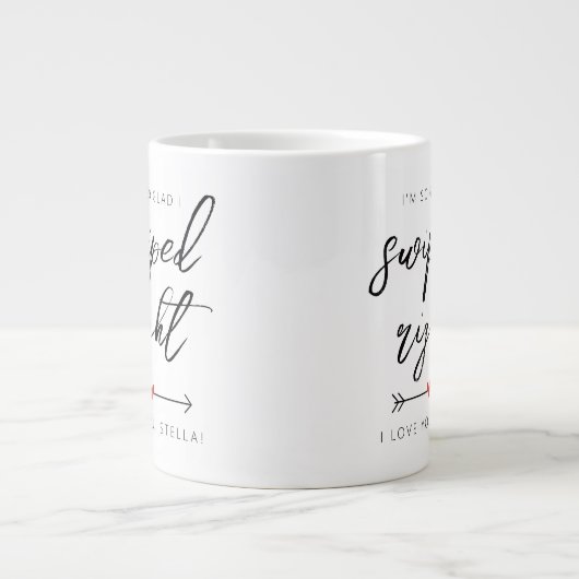 Modern Swiped Right Personalized Extra Grote Beker (Voorkant)