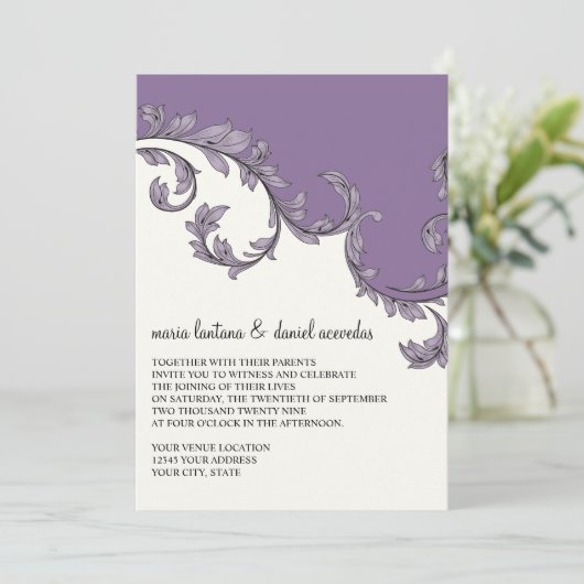 Modern Swirl Flourish Scroll  Leaf Pattern Kaart (Staand voorkant)