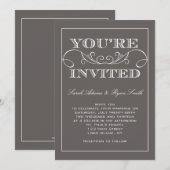 Modern Swirl Gray Wedding Invitation Kaart (Voorkant / Achterkant)