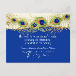 Modern Swirl Peacock Feathers Monogram Informatiekaartje