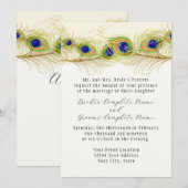 Modern Swirl Peacock Feathers Monogram Kaart (Voorkant / Achterkant)