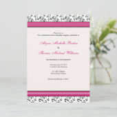 Modern Swirl Wedding Invitation (Fuschia) Kaart (Staand voorkant)