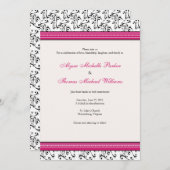 Modern Swirl Wedding Invitation (Fuschia) Kaart (Voorkant / Achterkant)