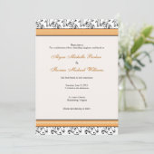 Modern Swirl Wedding Invitation (Oranje) Kaart (Staand voorkant)