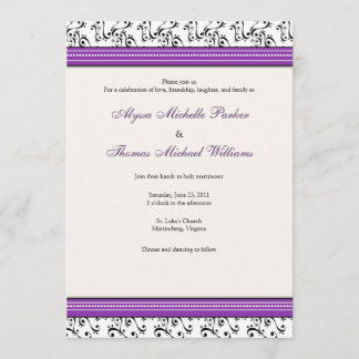 Modern Swirl Wedding Invitation (Paars) Kaart