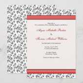Modern Swirl Wedding Invitation (rood) Kaart (Voorkant / Achterkant)
