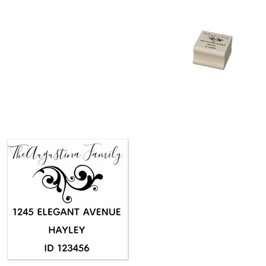 Modern swirl zwart retouradres rubberstempel (Gestempeld)