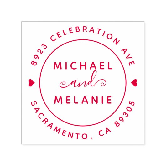 Modern Swirls Weduwen Ronde Adres Zelfinktende Stempel (Design)