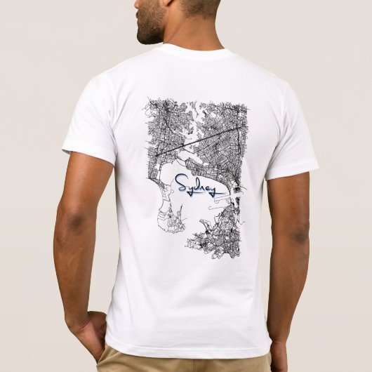 Modern Sydney Map T-Shirt - Urban Travel Souvenir (Dos)