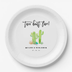 Modern Taco Bout Love Waterverf Cactus Wedding Papieren Bordje