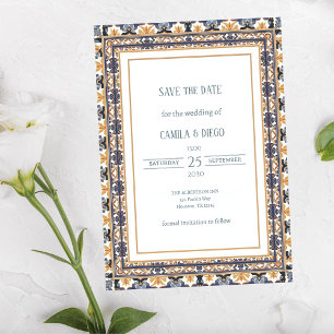 Modern Talavera Erfgoed Elegante 'Save the Date'