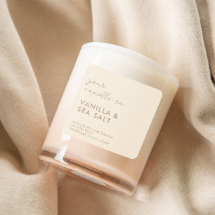 Modern Tan Beige Minimalist Kandle Label