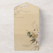 Modern Tan Boho gedroogd bloemboeket QR-code All In One Uitnodiging (Buitenkant)