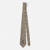 Modern Tan Brick Wall Pattern Monogram Initiaal Stropdas (Voorkant)