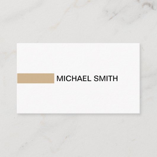 Modern Tan Elegant Professional Plain White Visitekaartje (Voorkant)