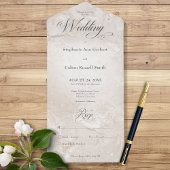 Modern Tan Marble Minimal No Dinner All In One Uitnodiging