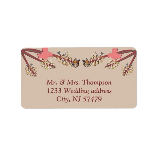 Modern Tan - Marsala-wine tone Wedding Labels (Voorkant)