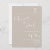 Modern Tan White Ribbon Script Weddenschap Kaart (Voorkant)