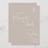 Modern Tan White Ribbon Script Weddenschap Kaart (Voorkant / Achterkant)