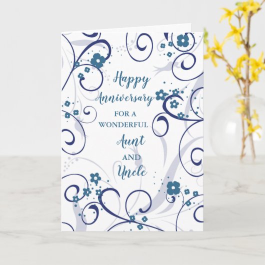 Modern Tante en Oom Bruiloft Jubileum Kaart (Gele Bloem)