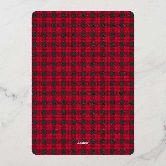 Modern Tartan Plaid Kerst Rood Groen Folie Feestdagenkaart (Achterkant)