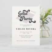 Modern Tassel Grad Party Invitation Kaart (Staand voorkant)