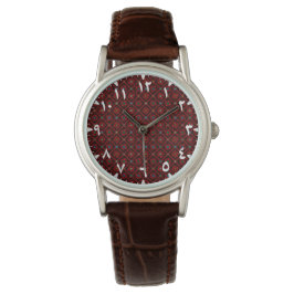 Modern Tatreez Arabesque Rood Horloge