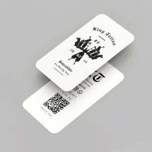 Modern Tattoo Artiest Monogram Zwart Wit Visitekaartje