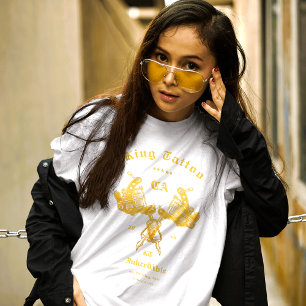 Modern Tattoo Artist State Custom Naam Wit Goud T-shirt