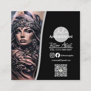 Modern tattoo Artist Zakelijke nazorg Vierkante Visitekaartje