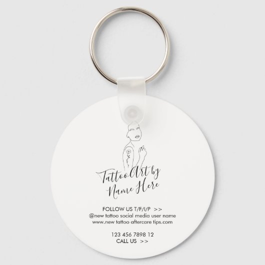 Modern Tattoo girl art script typography Sleutelhanger (Voorkant)