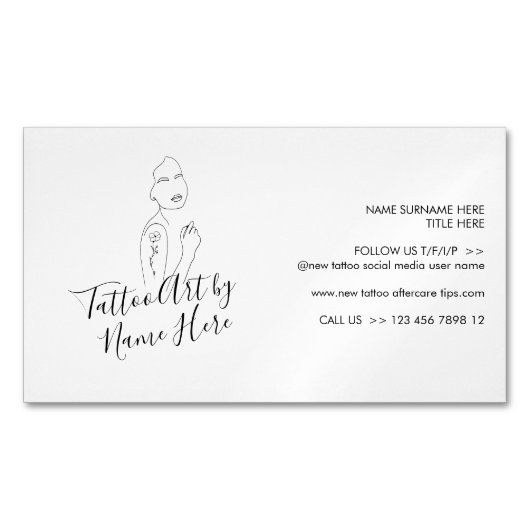 Modern Tattoo script typography Magnetisch Visitekaartje (Voorkant)