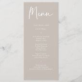 Modern Taupe Beige Calligraphy Weddenrenmenu Menu (Voorkant)