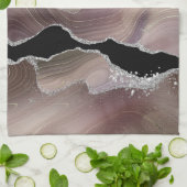 Modern Taupe & Black Agate Silver Earth Tone Theedoek (Gevouwen)