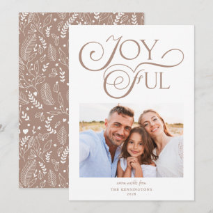 Modern Taupe Clay Pattern Joyful Kerstfoto Feestdagenkaart