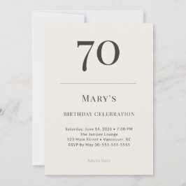 Modern Taupe & Cream 70th Birthday Celebration Kaart